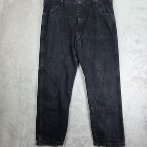 Lee Jeans Mens 42x30 Black Gray Denim Straight Leg 5 Pocket Zip Fly 100% Cotton